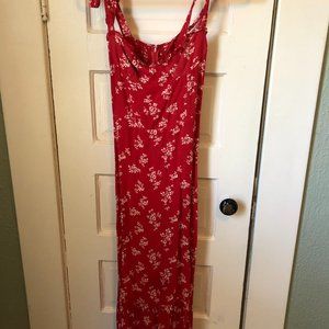 REFORMATION Sz 8 Nikita Dress Summer Red Floral NWT Sundress Tie Shoulder